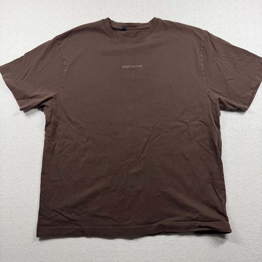 ONER ACTIVE Oversized T-Shirt Brown Unisex Boxy Crewneck Tee Best Fit Large
